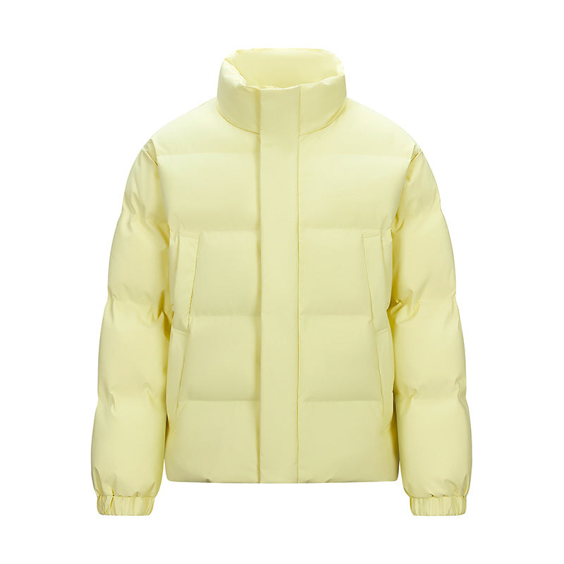 Men's Padded Quilted Jacket with High Stand-Up Collar and Concealed Zip Fashion Glam
