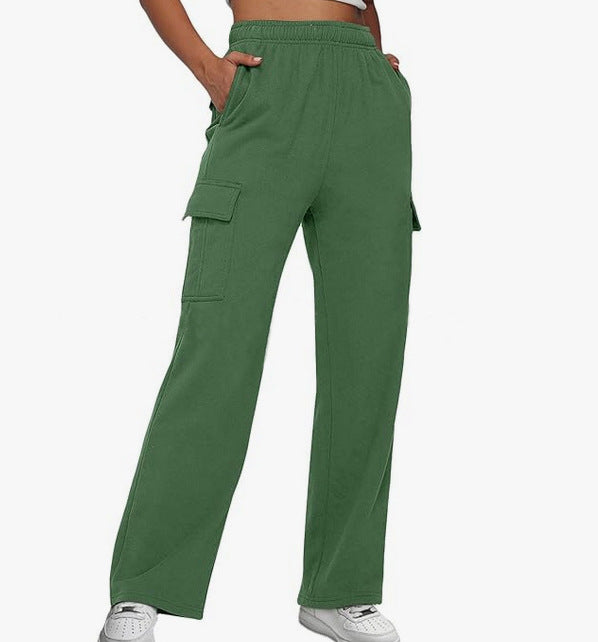 Women's cargo pants with wide leg, elastic waistband, and cargo pockets Fashion Glam