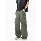 Men's Loose Cargo Pants in Baggy Cut with Utility Pockets and Drawstring Waist Fashion Glam