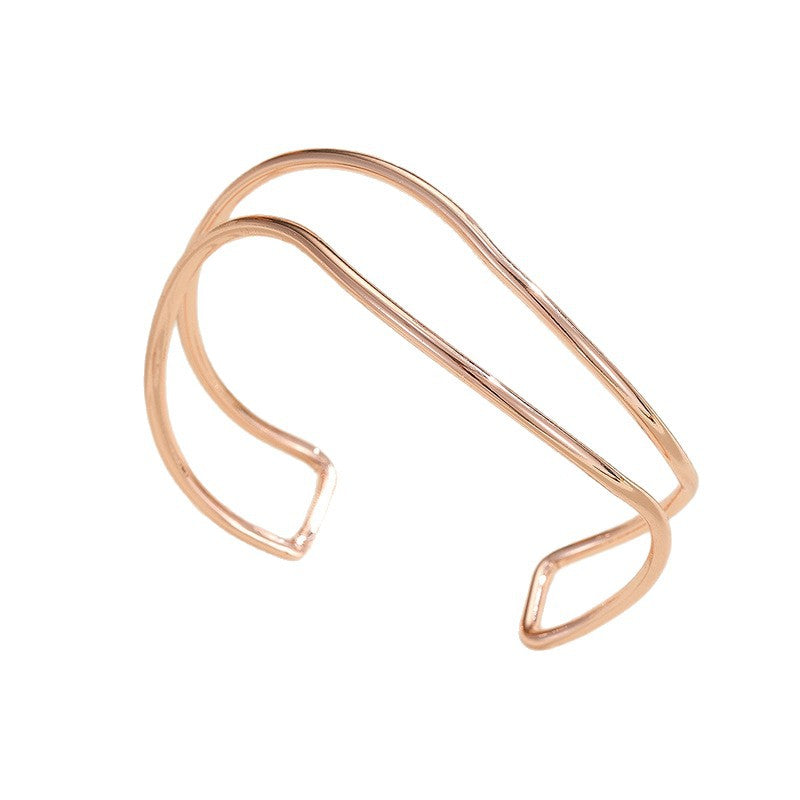Women Open Bracelet with Curved Design Fashion Glam