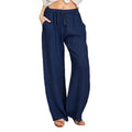 Women's Lightweight Linen Pants with Wide Leg, Elastic Waistband, and Side Pockets Fashion Glam