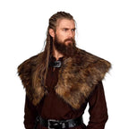 Men's shoulder cape made of faux fur in Viking style with adjustable buckle closure Fashion Glam