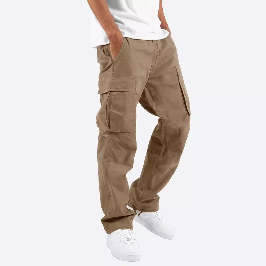 Men's casual cotton cargo pants with multi-pockets and adjustable hem Fashion Glam