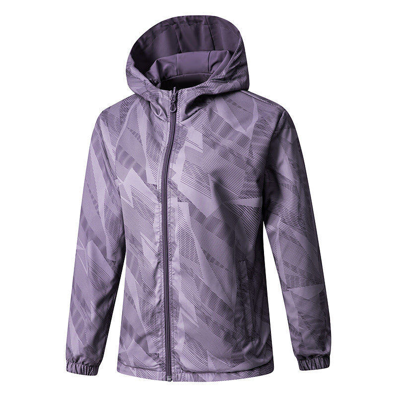 Women Lightweight Technical Hooded Jacket Water-Repellent with Full Zip and Elastic Cuffs Fashion Glam