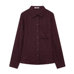 Women's Oversized Cotton Shirt with Kent Collar, Patch Chest Pocket and Straight Hem Fashion Glam