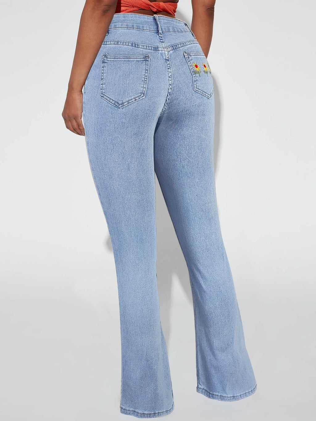 Ladies high-waisted tapered flared jeans with waist-shaping waistband Fashion Glam