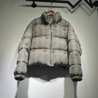Women's short-cut quilted down-look jacket with stand-up collar and cherry embroidery Fashion Glam