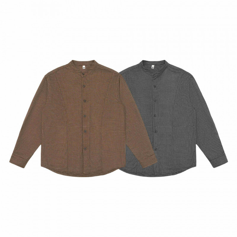 Men's overshirt jacket with stand-up collar, houndstooth pattern and rounded hem Fashion Glam