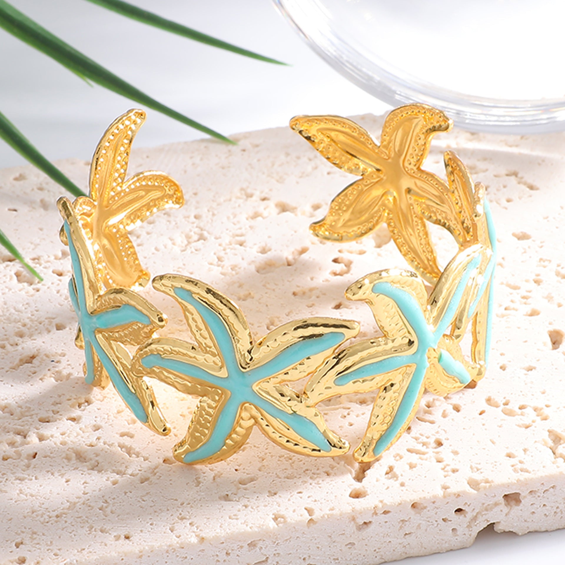 Ladies Open Cuff Bracelet with Expressive Star Motif Fashion Glam