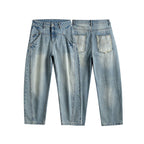 Ladies High-Waist Baggy Jeans with pre-shaped side pockets and light used wash Fashion Glam