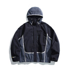 Unisex Water-repellent technical hooded jacket with reflective piping and elastic hem Fashion Glam