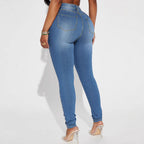 Women High-Waist Skinny Jeans with shaping stretch and slim leg Fashion Glam