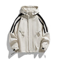 Unisex sporty-urban hooded windbreaker with contrast stripes Fashion Glam