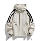 Unisex sporty-urban hooded windbreaker with contrast stripes Fashion Glam