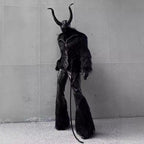 Men's Statement Faux Fur Jacket with Long Shaggy Sleeves and Asymmetrical Zipper Fashion Glam