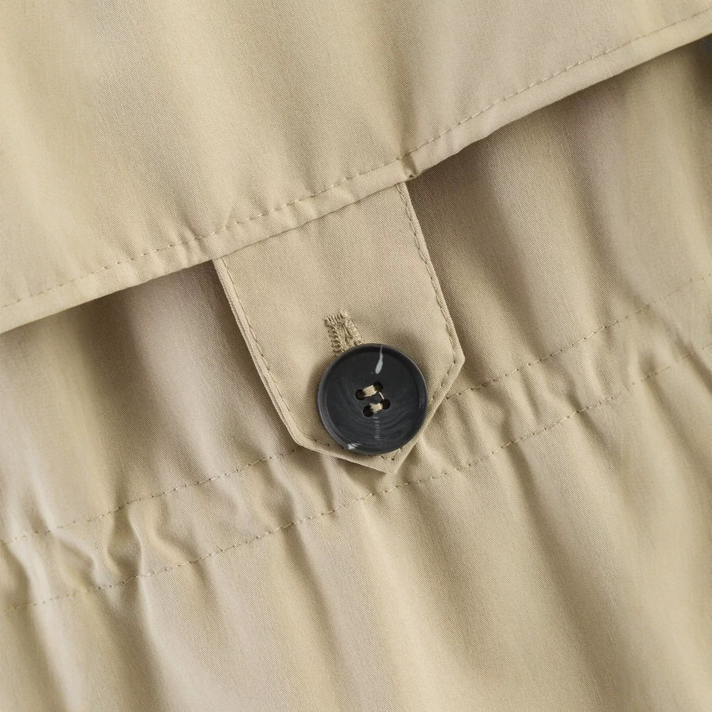 Women's short trench-style jacket with drawstring waist and check lining Fashion Glam