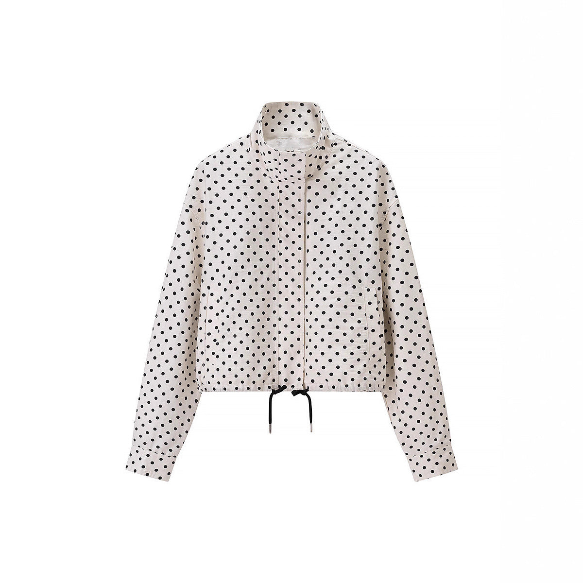 Women’s lightweight polka dot set with oversized shirt jacket and drawstring shorts Fashion Glam