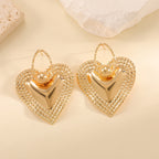 Ladies Heart-Shaped Earrings with Sparkling Zircon Decorations Fashion Glam