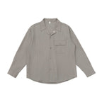Unisex Boxy Shirt Jacket with Lapel Collar, Chest Pocket and Fine Pinstripe Fashion Glam