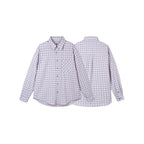 Women Checked Oversize Shirt with Asymmetrical Chest Pocket and Rounded Hem Fashion Glam