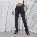 Women High-Waisted Stretch Jeans with sculpting waistband and flared leg Fashion Glam