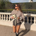 Women Cape Cardigan with Button Placket and Two-Layer Cape Fashion Glam