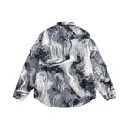 Unisex Boxy Overshirt Jacket with Marble Print and Traditional Toggle Closure Look Fashion Glam