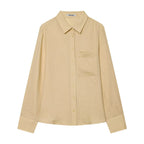 Women's Oversized Cotton Shirt with Kent Collar, Patch Chest Pocket and Straight Hem Fashion Glam