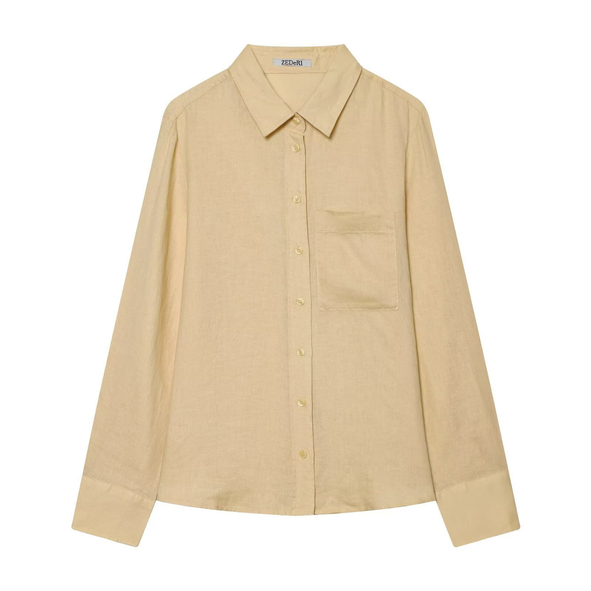 Women's Oversized Cotton Shirt with Kent Collar, Patch Chest Pocket and Straight Hem Fashion Glam