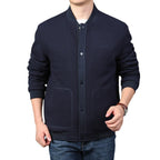 Men's Structured Bomber Jacket with Waffle Knit, Lightly Lined and Snap Placket Fashion Glam