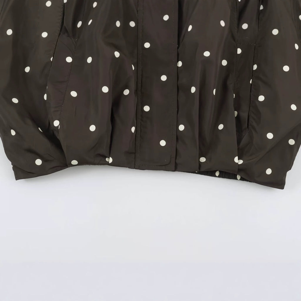 Women's Oversize Windbreaker with Dot Print, High Standing Collar and Elastic Hem Fashion Glam