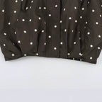 Women's Oversize Windbreaker with Dot Print, High Standing Collar and Elastic Hem Fashion Glam