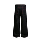 Women Wide High-Waist Denim Pants in Utility Look with Contrast Stitching Fashion Glam