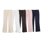 Women High-waisted Flared Trousers with Seam-Emphasized Sides and Stretch Fashion Glam