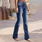 Women's Bootcut Jeans with contrasting decorative seams and sculpting stretchy waistband Fashion Glam