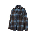 Unisex Boxy Overshirt Jacket made of soft wool blend with check pattern and patch chest pocket Fashion Glam