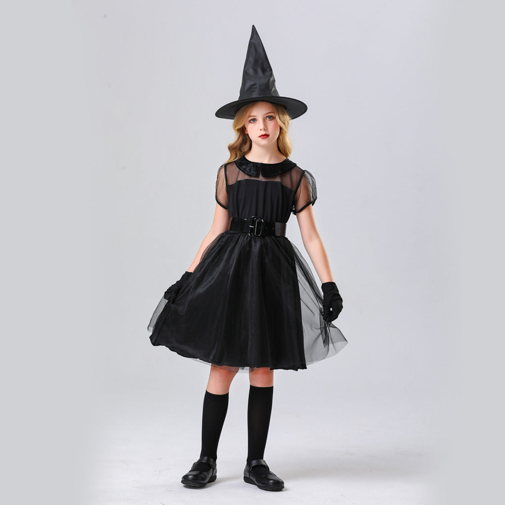 Girl Witch Costume with Tulle Skirt and Accessories Fashion Glam