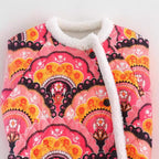 Women's quilted jacket with teddy lining and retro ornament print Fashion Glam