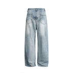 Women's wide high-waisted baggy jeans with curved front seams and patch pockets Fashion Glam
