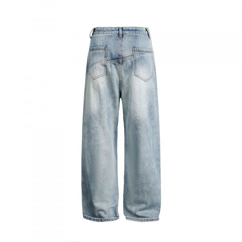 Women's wide high-waisted baggy jeans with curved front seams and patch pockets Fashion Glam