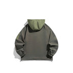 Unisex Technical Hoodie in Oversized Cut with Henley Placket, Patch Pocket and Drawstring Fashion Glam