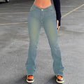 Women's waist-fitting stretch bootcut jeans with sculpting V waistband and extended hem Fashion Glam