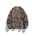 Unisex Boxy Cardigan in Patchwork Check with V-neck, snap front, and patch pockets Fashion Glam