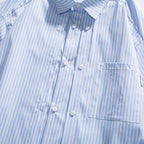 Men's Oversized Cotton Shirt with Fine Stripes and Chest Pocket Fashion Glam