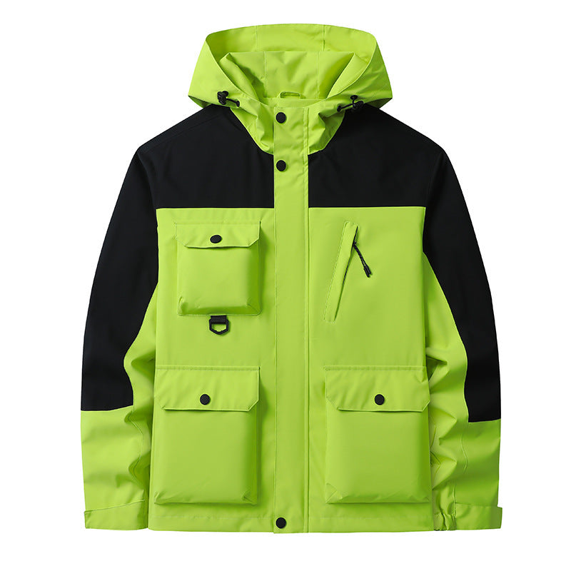 Men's Technical Utility Field Jacket with Hood, Multiple Pockets and Wind-Resistant Shell Fashion Glam