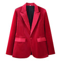 Women's Velvet Blazer with Satin Lapels and Tailored Darts Fashion Glam