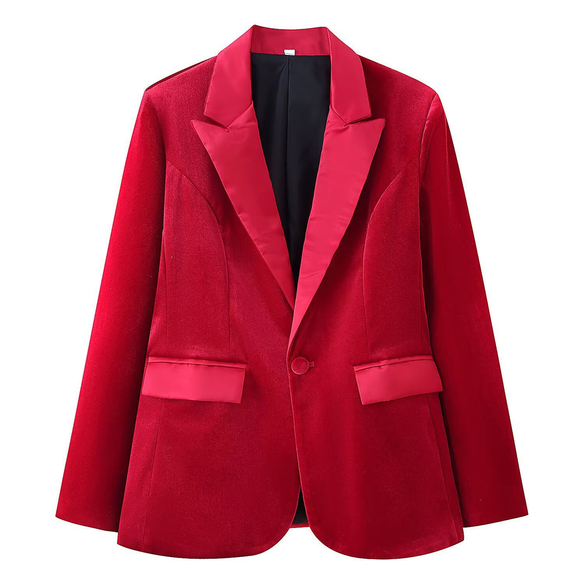 Women's Velvet Blazer with Satin Lapels and Tailored Darts Fashion Glam