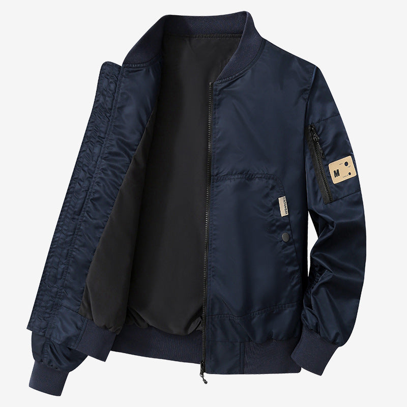 Men's Lightweight Bomber Jacket Made of Nylon with Arm Pocket and Ribbed Cuffs Fashion Glam