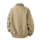 Men's Light Canvas Blouson with Check Collar, Zipper and Snap Button Placket Fashion Glam