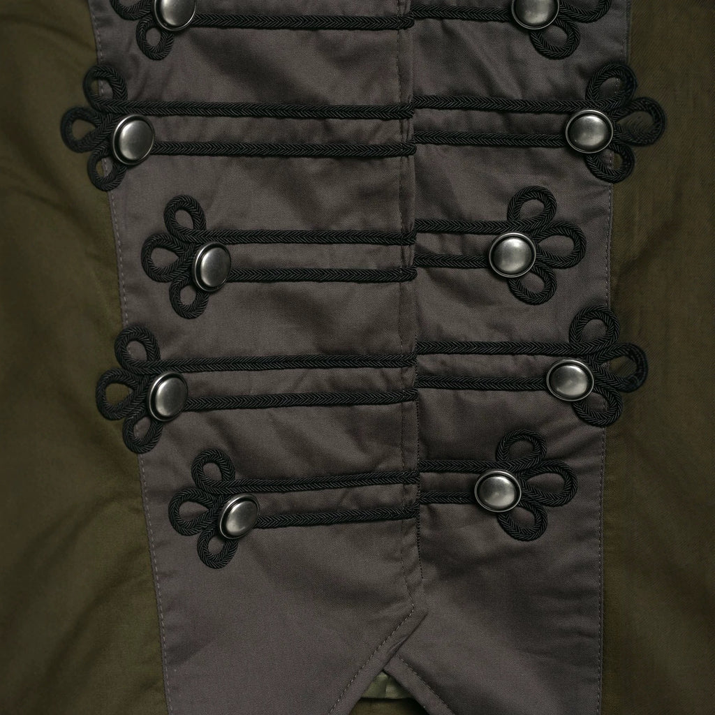 Ladies short jacket in military style with stand-up collar, decorative frog and epaulettes Fashion Glam